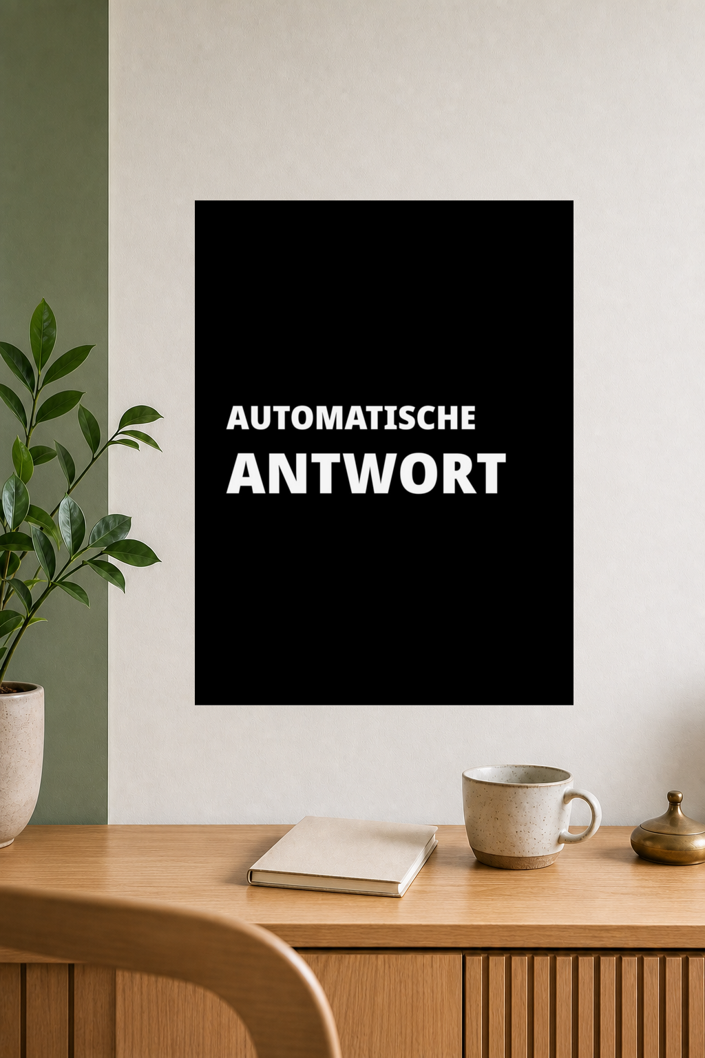 AUTOMATISCHE ANTWORT Poster 30x40 cm als Typografieposter im Wohnraum
