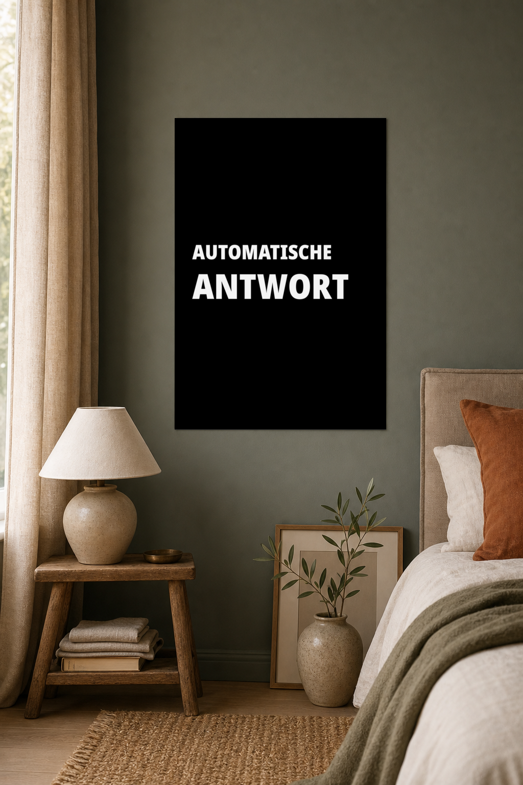 AUTOMATISCHE ANTWORT Poster 30x40 cm als Typografieposter im Wohnraum