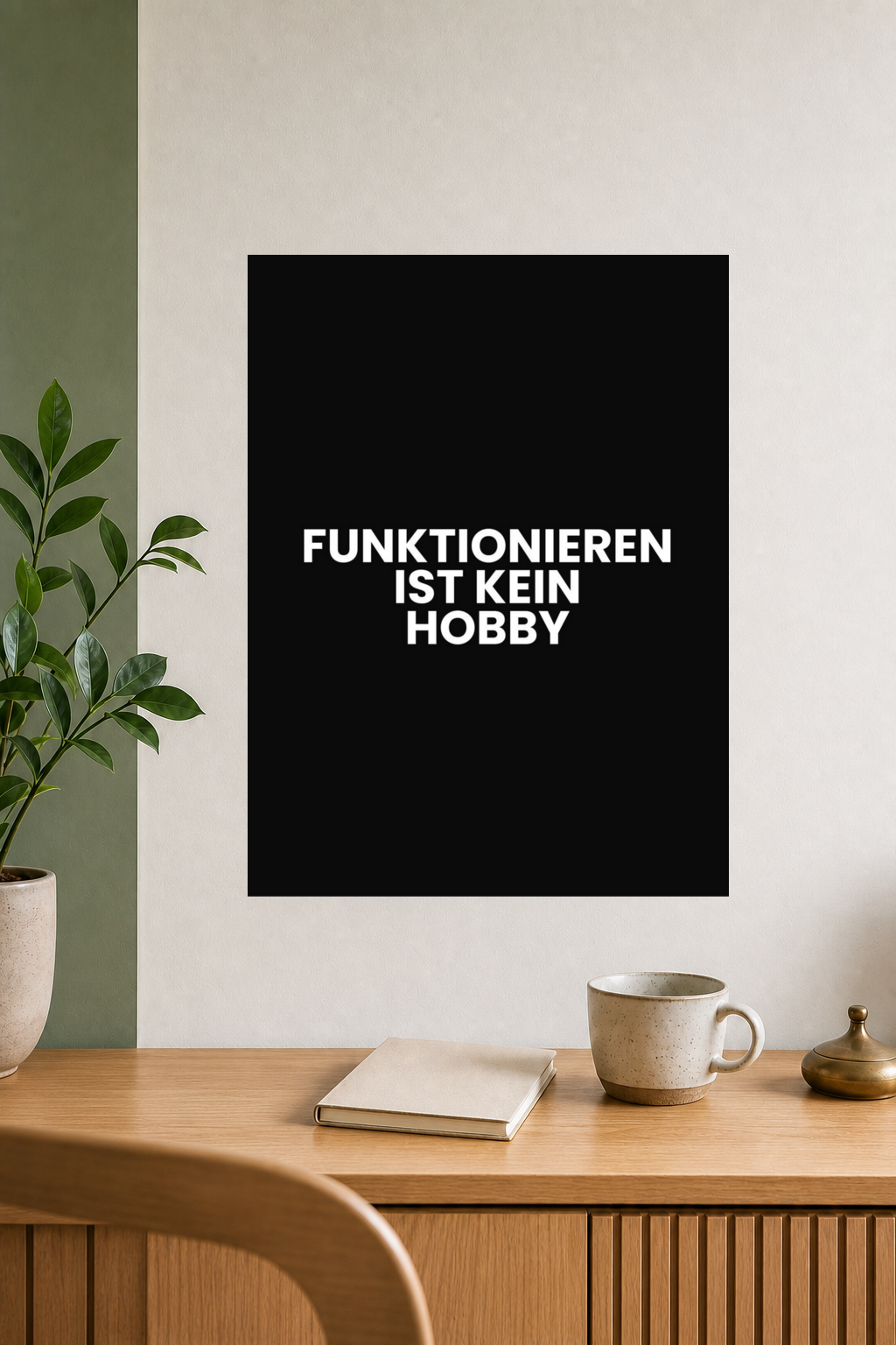 FUNKTIONIEREN IST KEIN HOBBY Poster 30x40 cm als Typografieposter im Wohnraum