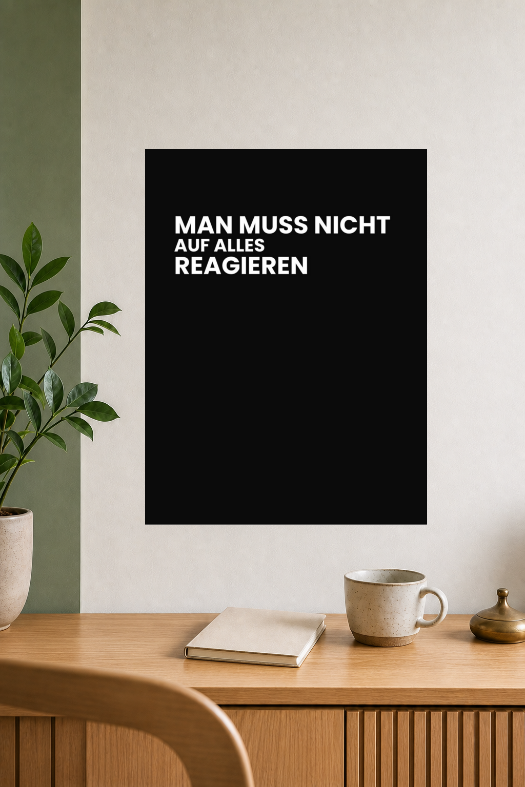 MAN MUSS NICHT AUF ALLES REAGIEREN Poster 30x40 cm als Typografieposter im Wohnraum