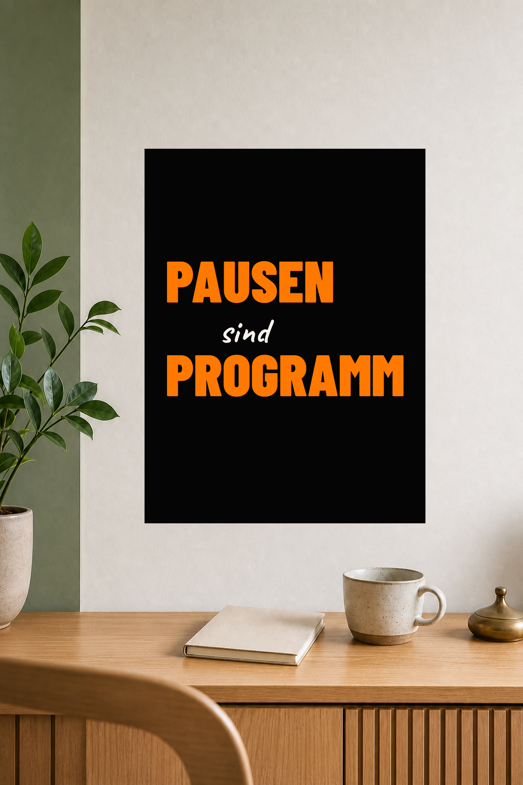 PAUSEN SIND PROGRAMM Poster 30x40 cm als Typografieposter im Wohnraum