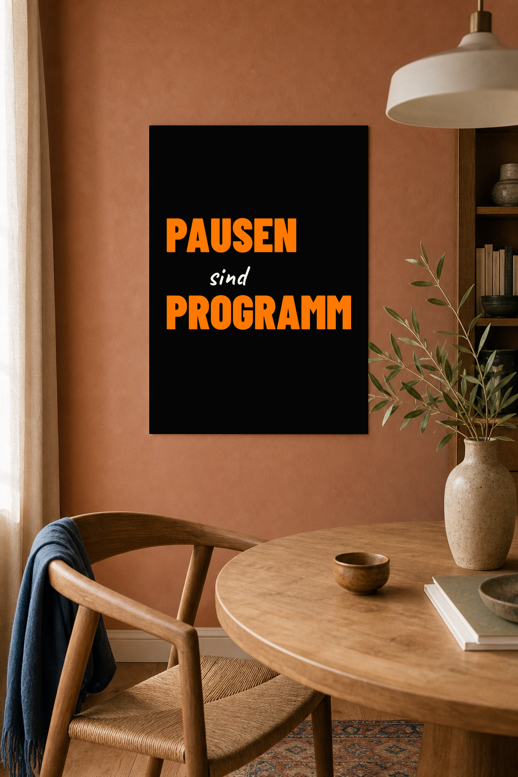 PAUSEN SIND PROGRAMM Poster 30x40 cm als Typografieposter im Wohnraum