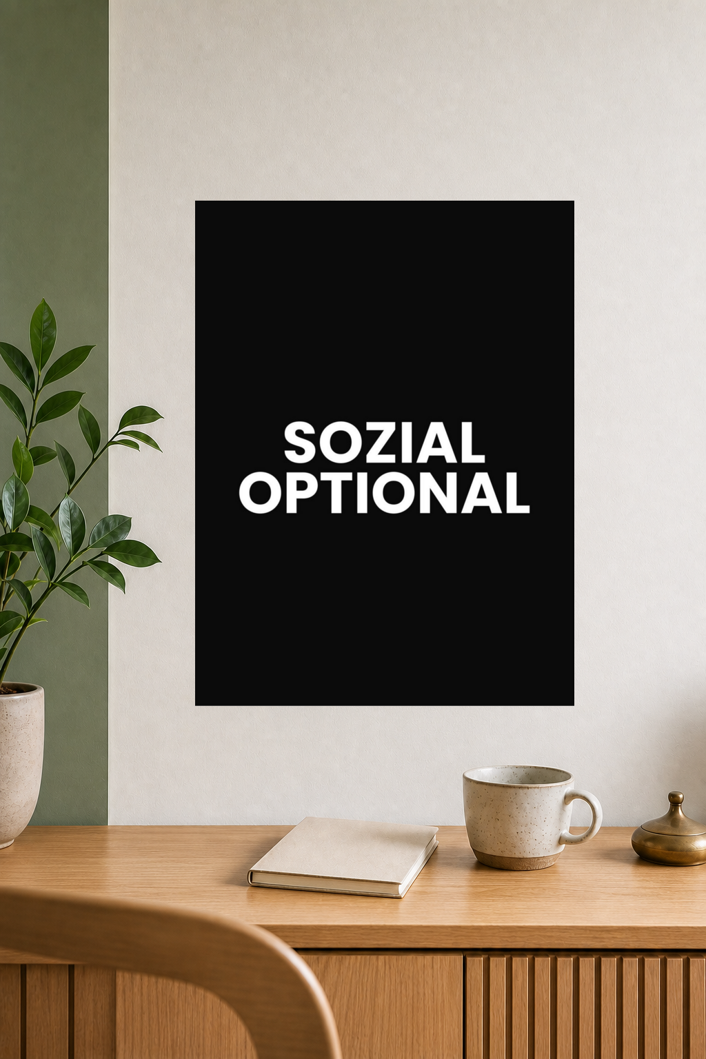 SOZIAL OPTIONAL Poster 30x40 cm als Typografieposter im Wohnraum