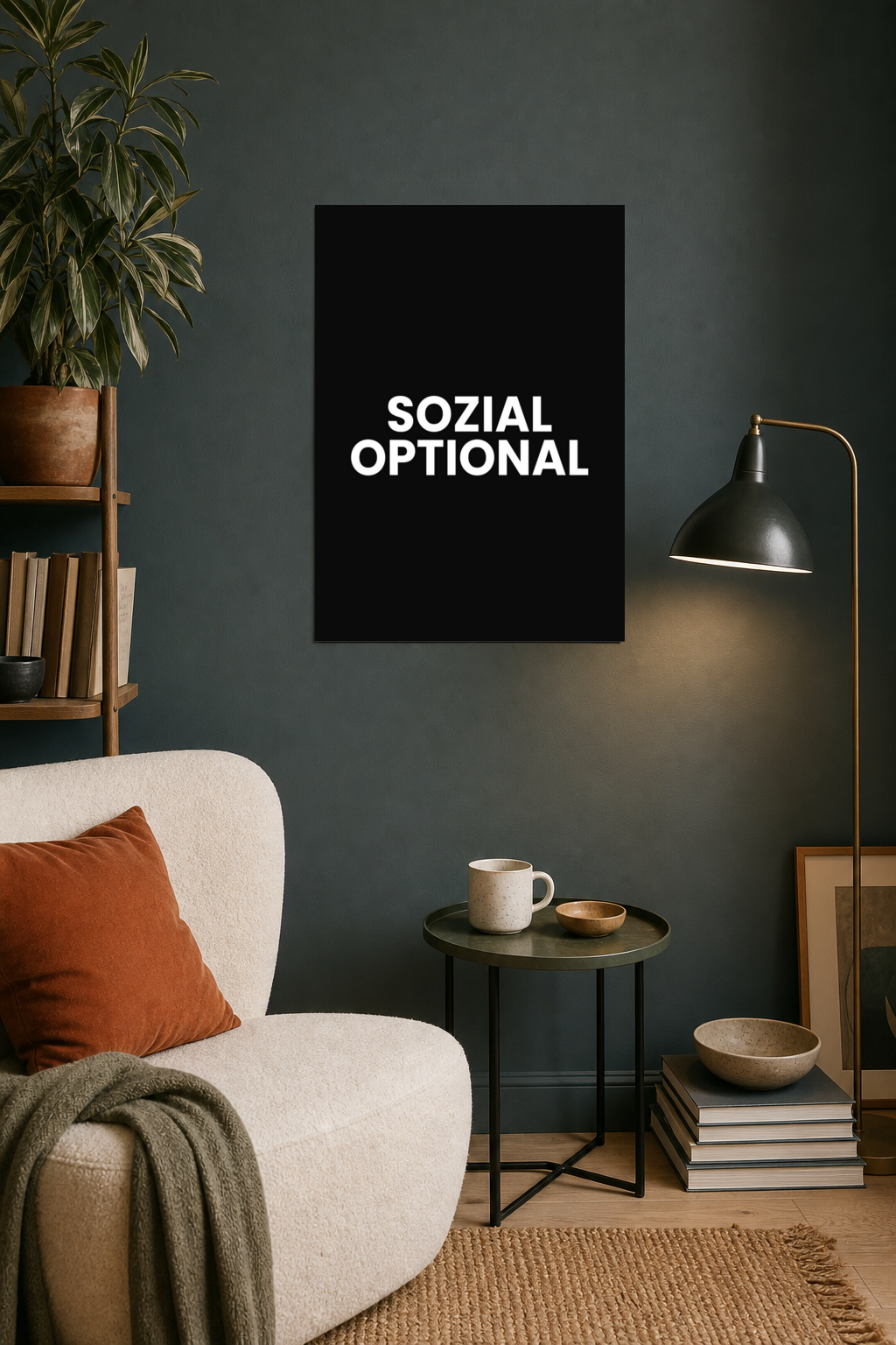 SOZIAL OPTIONAL Poster 30x40 cm als Typografieposter im Wohnraum