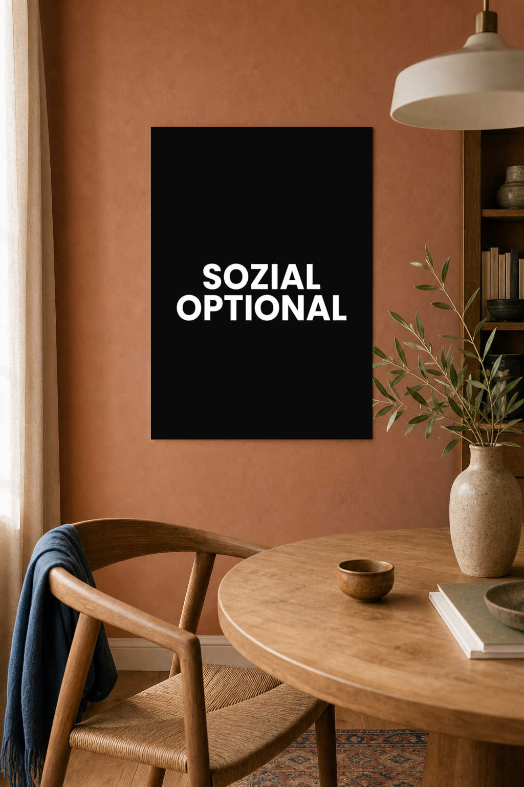 SOZIAL OPTIONAL Poster 30x40 cm als Typografieposter im Wohnraum