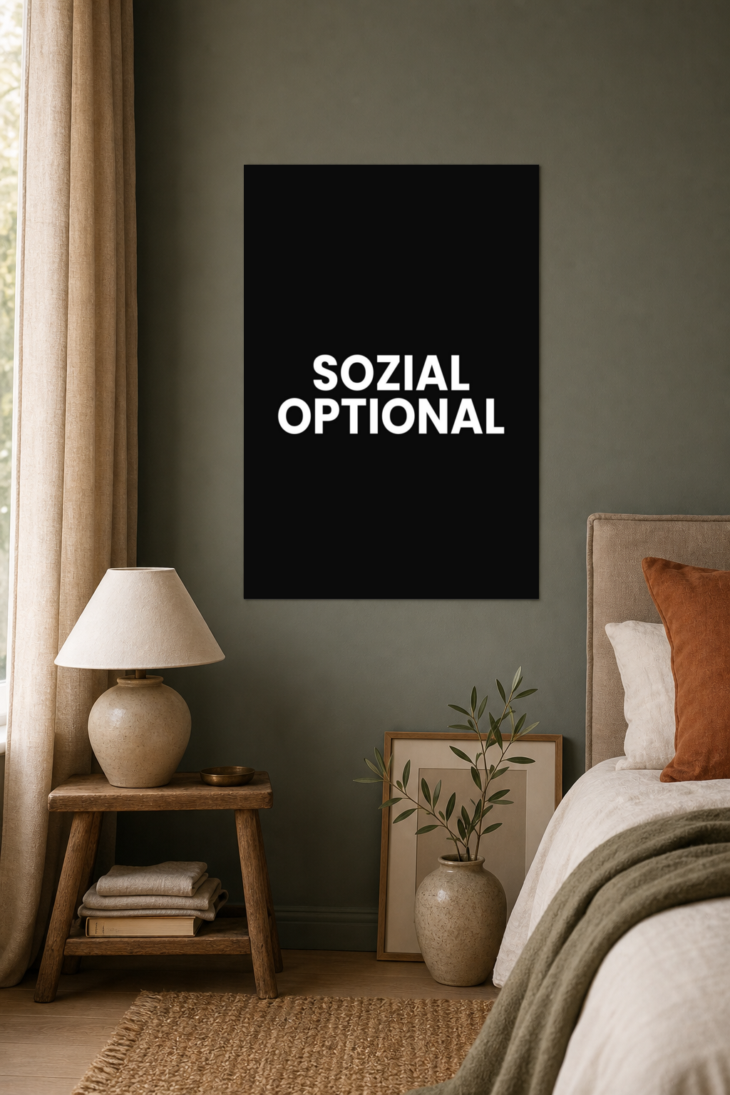SOZIAL OPTIONAL Poster 30x40 cm als Typografieposter im Wohnraum
